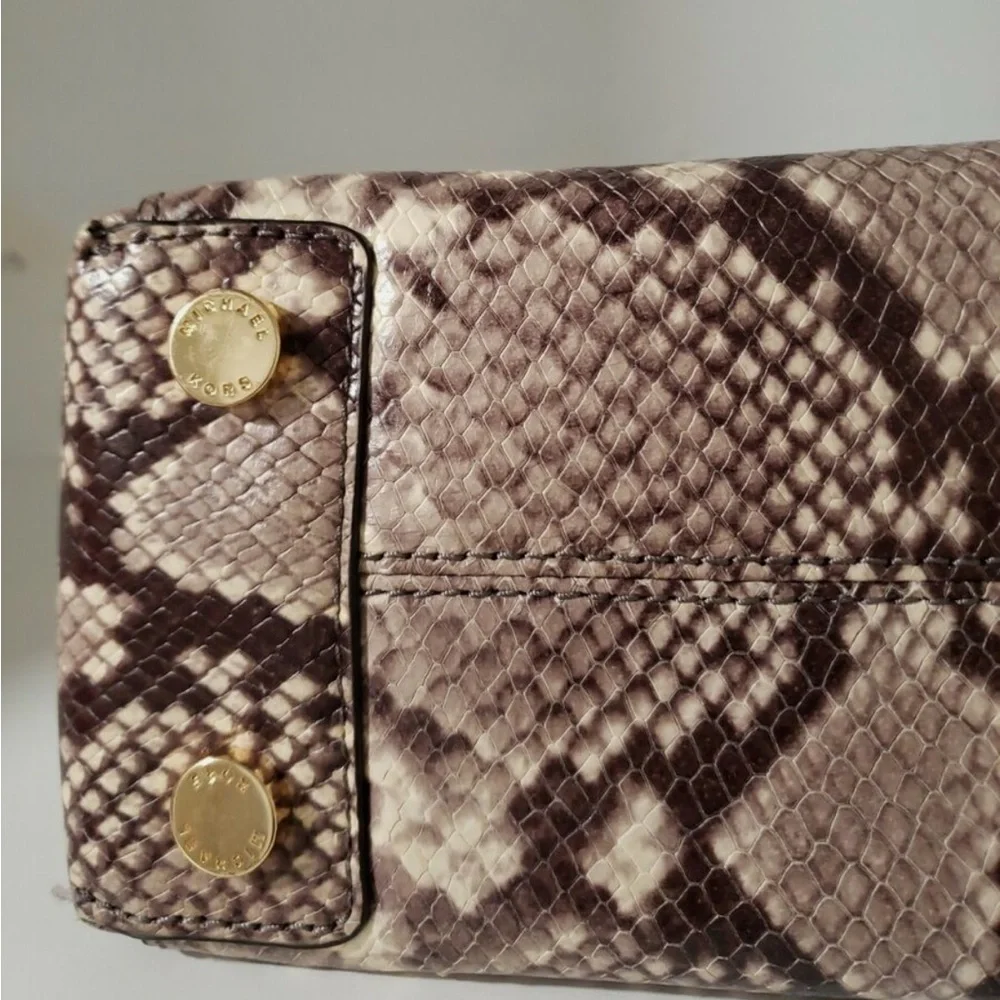 Michael Kors Embossed Python Print Riley Satchel Bag - Picture 5 of 14
